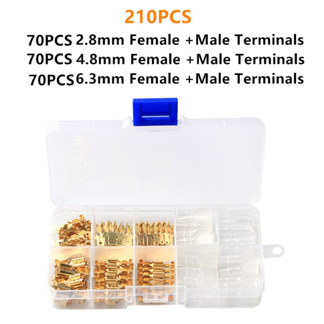 270PCS Insulated Male Female Wire Connector 2.8/4.8/6.3mm Electrical Wire Crimp Terminals Spade Connectors Assorted Kit