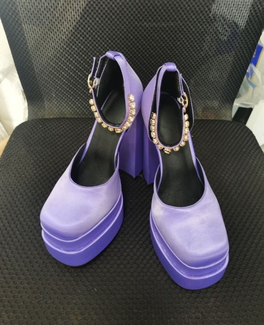 2021 New Brand Women Sandals Summer Shoes Sexy Thick High Heels Platform Black Red Yellow Dress Party Wedding Shoes Woman Pumps