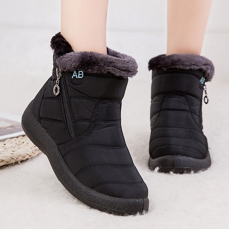Lucyever Women Waterproof Snow Boots Winter Falts Shoes Woman Casual Lightweight Ankle Botas Mujer Platform Keep Warm Booties