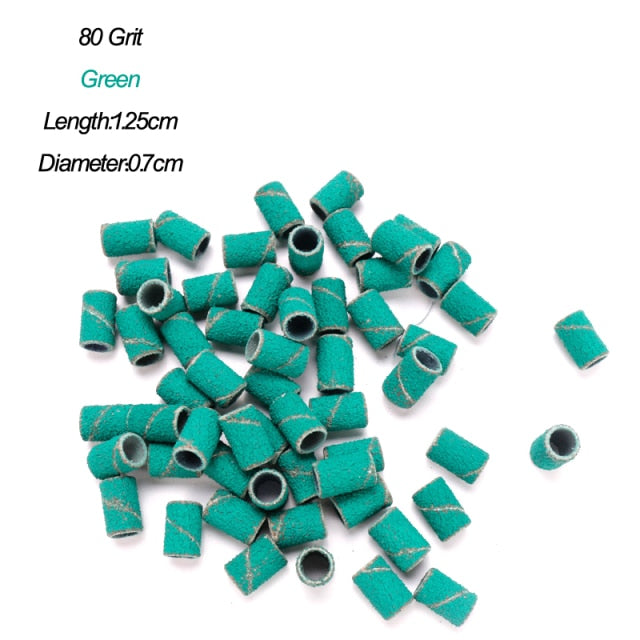 100Pcs/Pack Sanding Bands Electric Nail Drill Bit Accessories Nail UV Gel Polish Removal 80# 120# 180# Sand Circle Manicure Tool