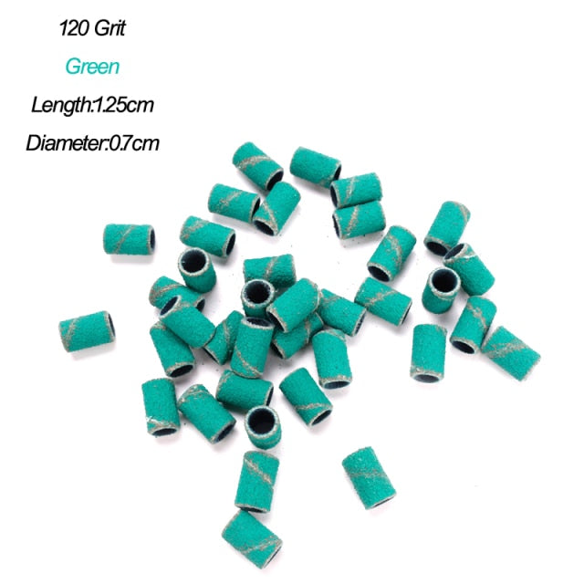 100Pcs/Pack Sanding Bands Electric Nail Drill Bit Accessories Nail UV Gel Polish Removal 80# 120# 180# Sand Circle Manicure Tool