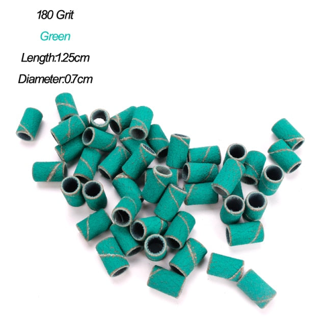 100Pcs/Pack Sanding Bands Electric Nail Drill Bit Accessories Nail UV Gel Polish Removal 80# 120# 180# Sand Circle Manicure Tool