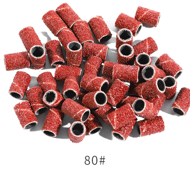 100Pcs/Pack Sanding Bands Electric Nail Drill Bit Accessories Nail UV Gel Polish Removal 80# 120# 180# Sand Circle Manicure Tool
