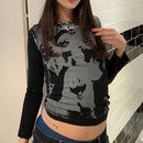 Y2K Harajuku Gothic Tank Top E-girl Aesthetic Sleeveless Cropped Tee Punk Style Vintage Printed Mini Vest Women Summer Camisole