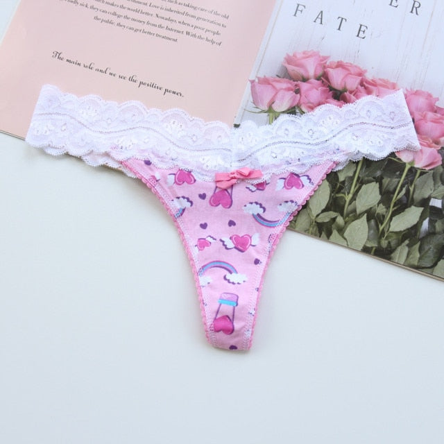 Voplidia Women's Panties Underwear Women Plus Size Sexy Lace Lingerie Panty Thongs G String Tanga T-back Seamless Female PM052