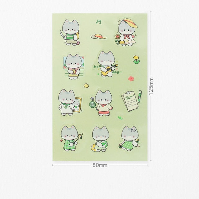 Mohamm 1Pc Pet Material Cute Kawaii Stickers Hand Account Decoration Stickers Student Supplies