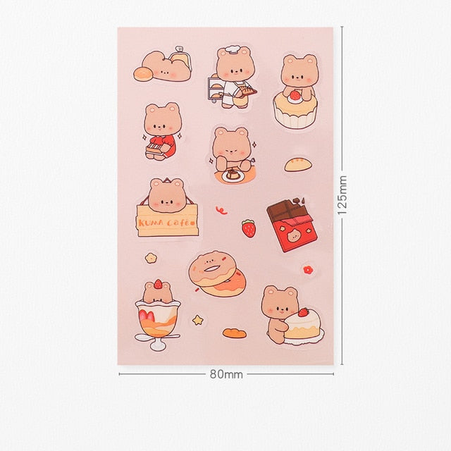 Mohamm 1Pc Pet Material Cute Kawaii Stickers Hand Account Decoration Stickers Student Supplies