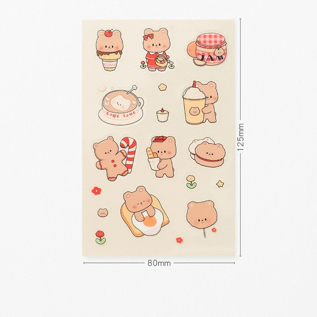 Mohamm 1Pc Pet Material Cute Kawaii Stickers Hand Account Decoration Stickers Student Supplies