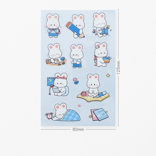 Mohamm 1Pc Pet Material Cute Kawaii Stickers Hand Account Decoration Stickers Student Supplies