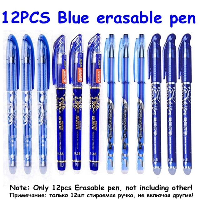 100Pcs/Set Erasable Gel Pen 0.5mm Erasable Pen Refill Rod Blue Black Ink Washable Handle For School Stationery Office Writing