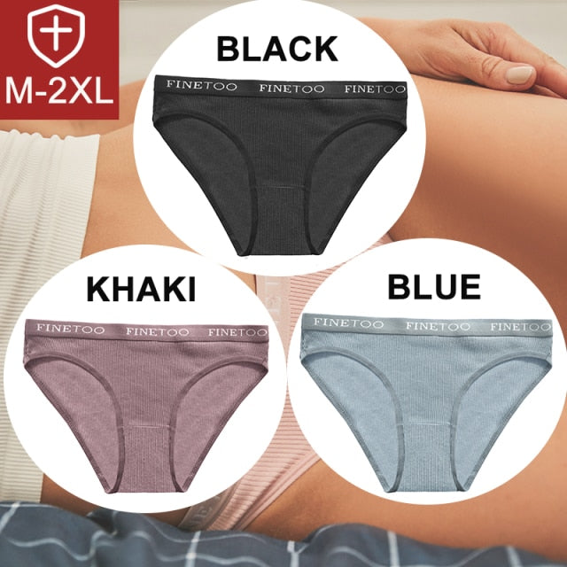 FINETOO 3PCS/Set Women Cotton Underwear Pantys Lingerie Letter Underpants Ladies 9 Solid Colors M-XXL Woman Sexy Panties Briefs