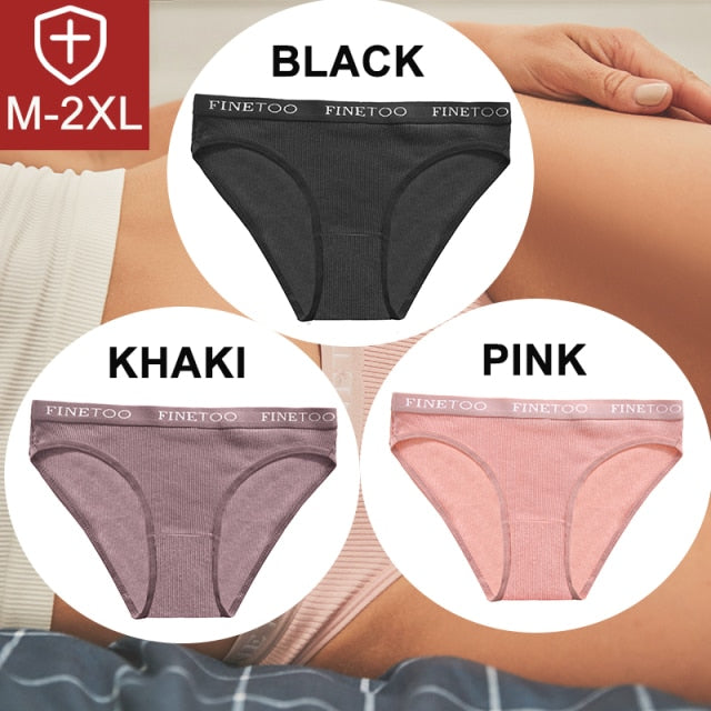 FINETOO 3PCS/Set Women Cotton Underwear Pantys Lingerie Letter Underpants Ladies 9 Solid Colors M-XXL Woman Sexy Panties Briefs