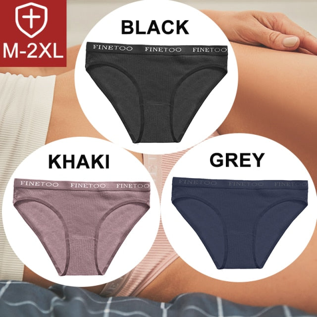 FINETOO 3PCS/Set Women Cotton Underwear Pantys Lingerie Letter Underpants Ladies 9 Solid Colors M-XXL Woman Sexy Panties Briefs