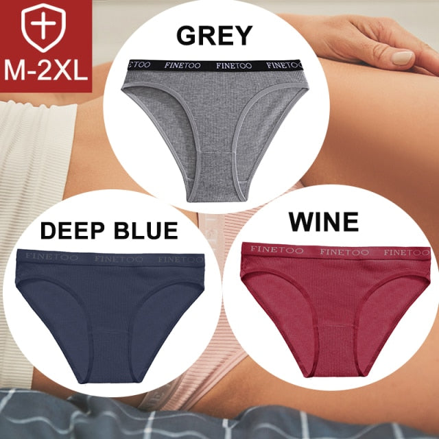 FINETOO 3PCS/Set Women Cotton Underwear Pantys Lingerie Letter Underpants Ladies 9 Solid Colors M-XXL Woman Sexy Panties Briefs