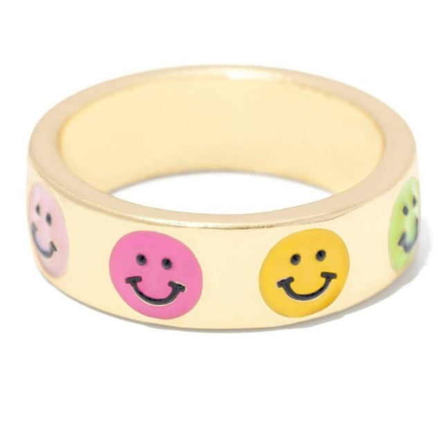 Smile Gal Ring Alien Flower Queen Rings Namel Thick Ring Size Luxury Spring Fine Lucky Jewelry Heart Clouds Rings for Women Gift