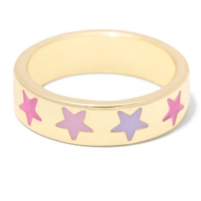 Smile Gal Ring Alien Flower Queen Rings Namel Thick Ring Size Luxury Spring Fine Lucky Jewelry Heart Clouds Rings for Women Gift