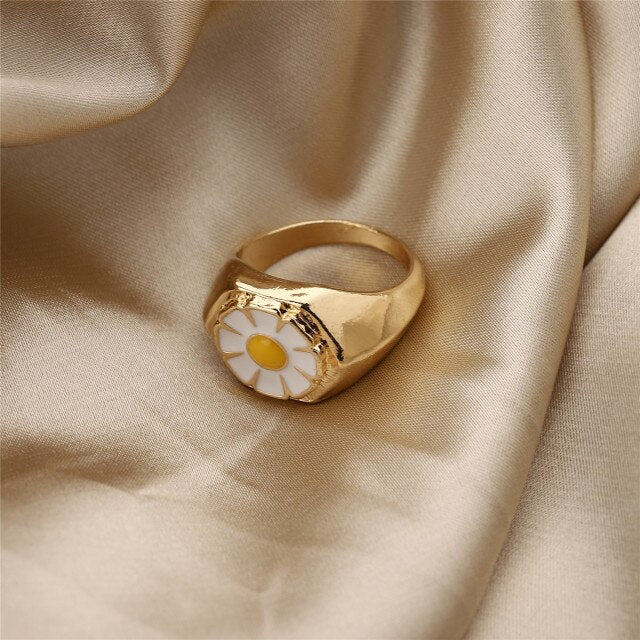 Smile Gal Ring Alien Flower Queen Rings Namel Thick Ring Size Luxury Spring Fine Lucky Jewelry Heart Clouds Rings for Women Gift