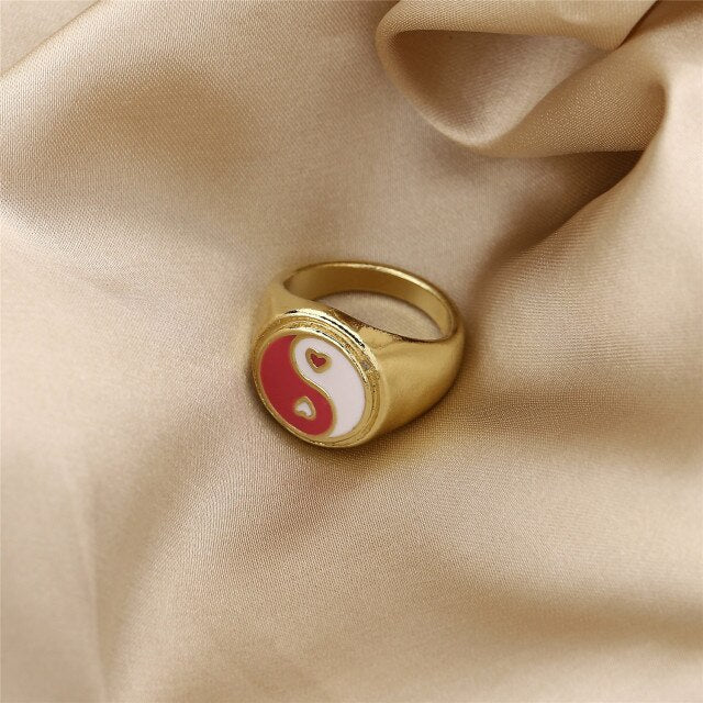 Smile Gal Ring Alien Flower Queen Rings Namel Thick Ring Size Luxury Spring Fine Lucky Jewelry Heart Clouds Rings for Women Gift