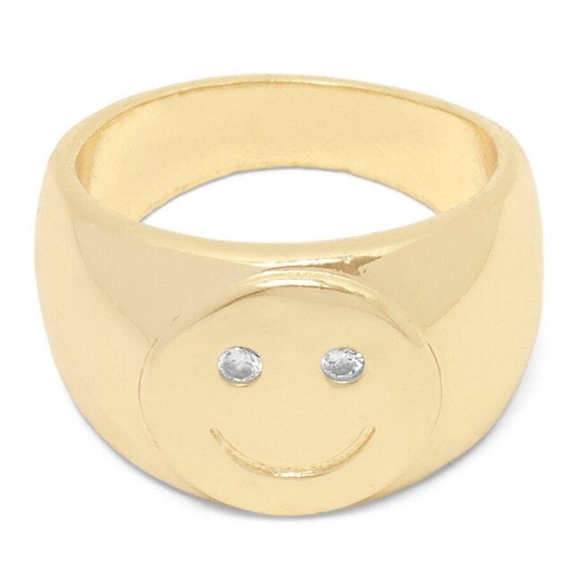 Smile Gal Ring Alien Flower Queen Rings Namel Thick Ring Size Luxury Spring Fine Lucky Jewelry Heart Clouds Rings for Women Gift