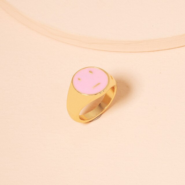 Smile Gal Ring Alien Flower Queen Rings Namel Thick Ring Size Luxury Spring Fine Lucky Jewelry Heart Clouds Rings for Women Gift