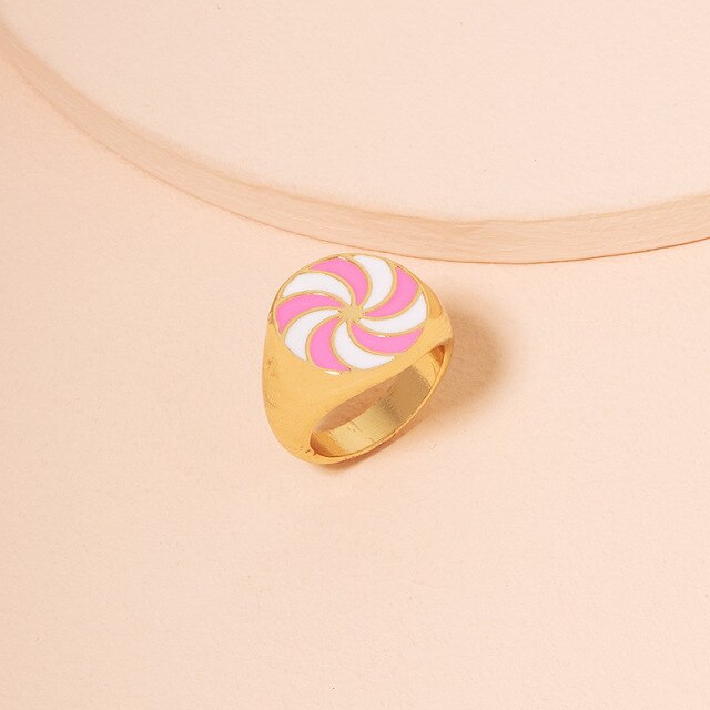 Smile Gal Ring Alien Flower Queen Rings Namel Thick Ring Size Luxury Spring Fine Lucky Jewelry Heart Clouds Rings for Women Gift