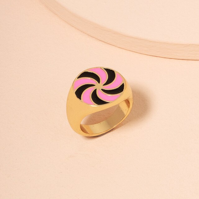 Smile Gal Ring Alien Flower Queen Rings Namel Thick Ring Size Luxury Spring Fine Lucky Jewelry Heart Clouds Rings for Women Gift