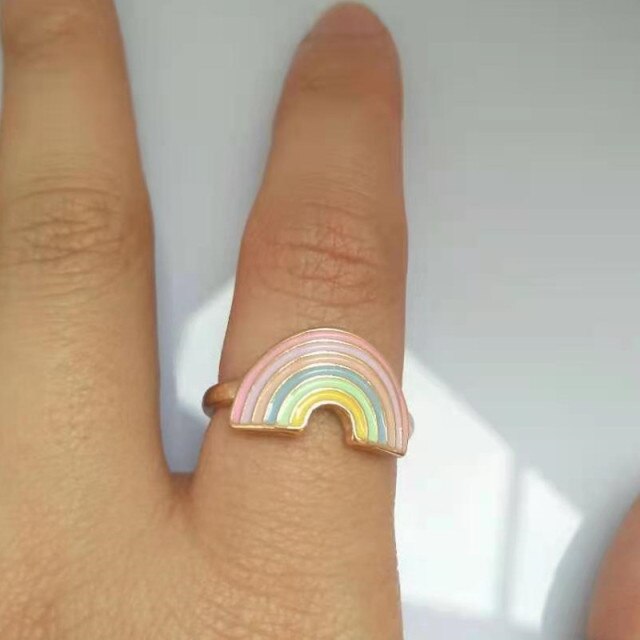 Smile Gal Ring Alien Flower Queen Rings Namel Thick Ring Size Luxury Spring Fine Lucky Jewelry Heart Clouds Rings for Women Gift