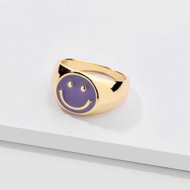 Smile Gal Ring Alien Flower Queen Rings Namel Thick Ring Size Luxury Spring Fine Lucky Jewelry Heart Clouds Rings for Women Gift