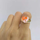 Smile Gal Ring Alien Flower Queen Rings Namel Thick Ring Size Luxury Spring Fine Lucky Jewelry Heart Clouds Rings for Women Gift