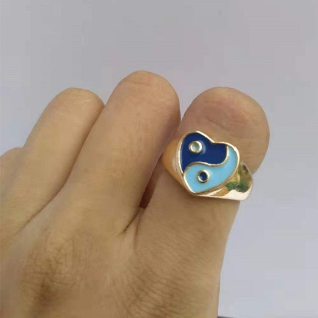 Smile Gal Ring Alien Flower Queen Rings Namel Thick Ring Size Luxury Spring Fine Lucky Jewelry Heart Clouds Rings for Women Gift