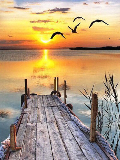 Diamond Painting 5D DIY Landscape Sunset Sea Cross Stitch Full Square Round Drill Embroidery Mosaic Home Room Decor Gift