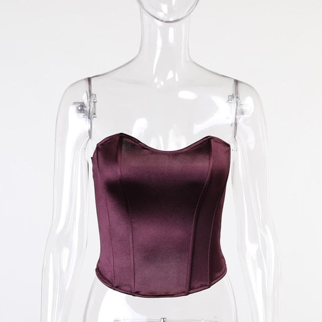 Beyouare Sexy Women Tube Tops Solid Sleeveless Slim Skinny Corset Cropped Top 2021 Summer Casual Elegant Female Strapless Vest