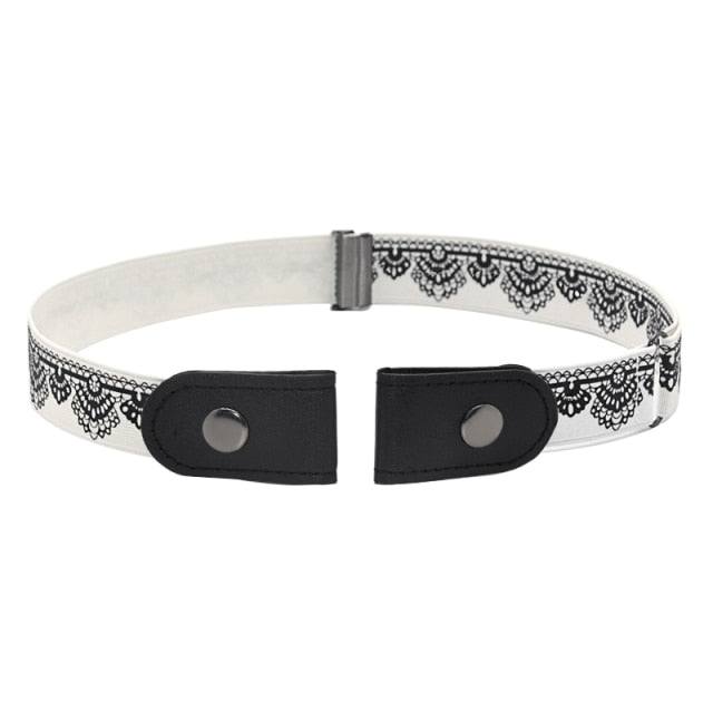 Universal 1 inch No Buckle Stretch Elastic Waist Belt Buckle-Free Belt For Jean Pants Dresses Women Men No Hassle Waist Belt