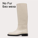 RIZABINA Size 34-43 Women Knee Boots Real Leather Platform Winter Shoes For Woman 2022 Warm Fur Long Boots Office Lady Footwear