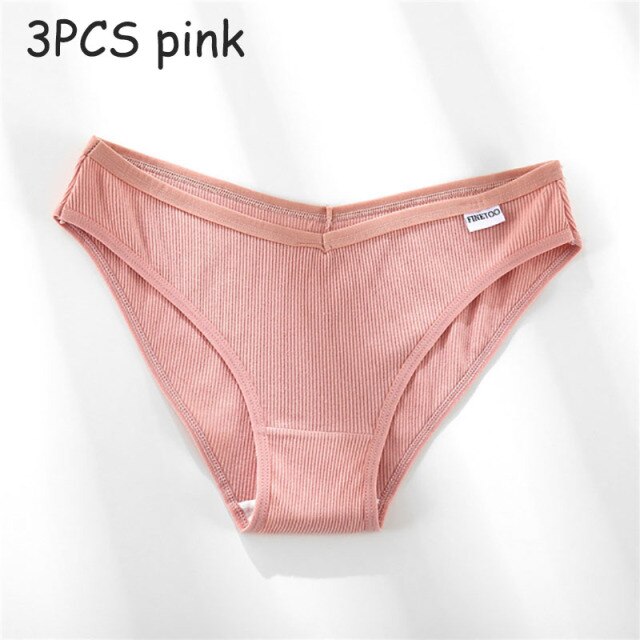 FINETOO Women's Panties Women's Cotton Briefs Female Underpants V Waist Brief Underwear Plus Size Pantys Lingerie M-4XL 3PCS/Set