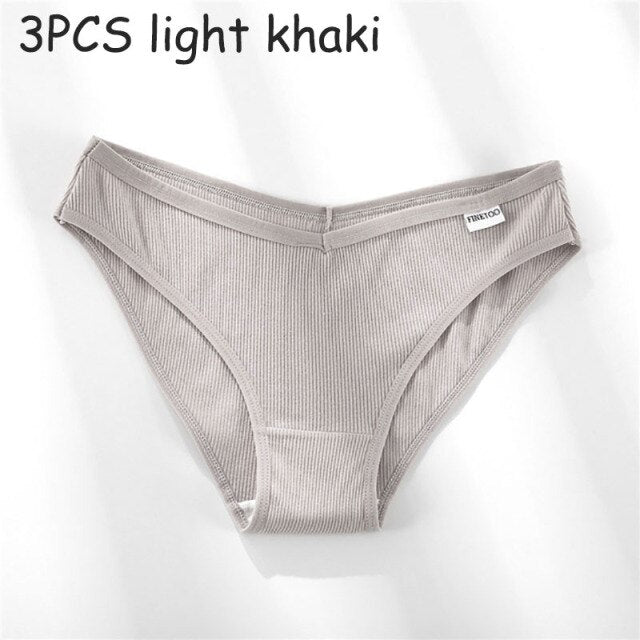FINETOO Women's Panties Women's Cotton Briefs Female Underpants V Waist Brief Underwear Plus Size Pantys Lingerie M-4XL 3PCS/Set
