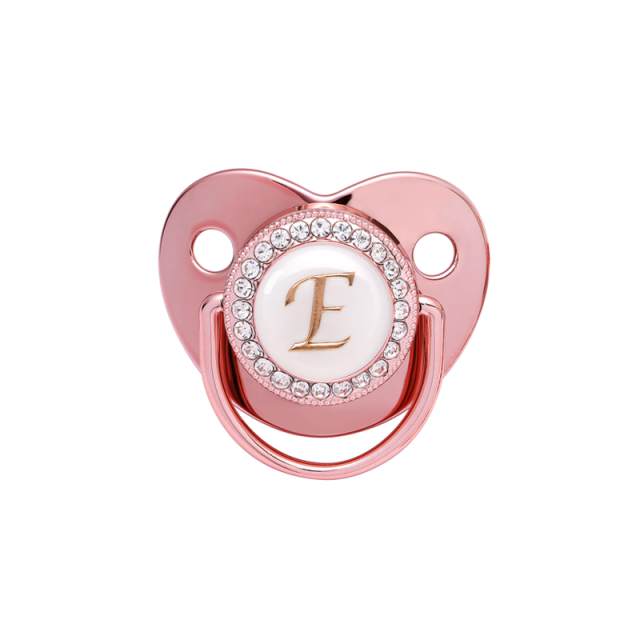 Name Initial Letters Baby Pacifier Newborn Silicone Pacifier Rose Gold Bling Infant Nipple BPA Free Baby Soother Dummy 0-24M
