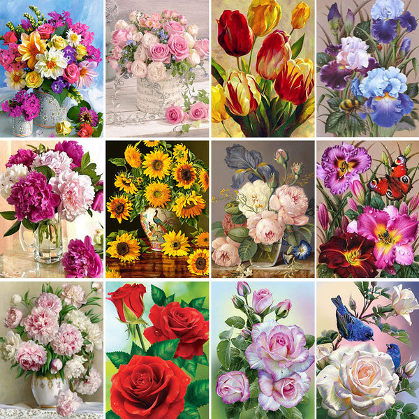 Sale 5D DIY Diamond Painting Flowers Rose Cross Stitch Kit Full Drill Embroidery Mosaic Art Picture of Rhinestones Decor Gift