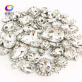 22 colors 50pcs/pack Mix size high grade Crystal buckle+claw rhinestone,Silver base galss sew on stones diy/Clothing accessories