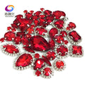 22 colors 50pcs/pack Mix size high grade Crystal buckle+claw rhinestone,Silver base galss sew on stones diy/Clothing accessories
