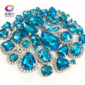 22 colors 50pcs/pack Mix size high grade Crystal buckle+claw rhinestone,Silver base galss sew on stones diy/Clothing accessories