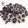22 colors 50pcs/pack Mix size high grade Crystal buckle+claw rhinestone,Silver base galss sew on stones diy/Clothing accessories