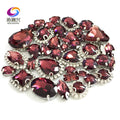 22 colors 50pcs/pack Mix size high grade Crystal buckle+claw rhinestone,Silver base galss sew on stones diy/Clothing accessories