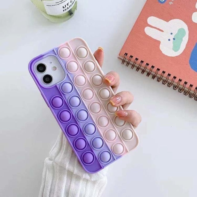 3D Push Rainbow Bubble Playgame Case For iphone 12mini 11 pro max Soft Cute for iphone Xr XS X 8 7 6 plus SE20 Fidget Toys