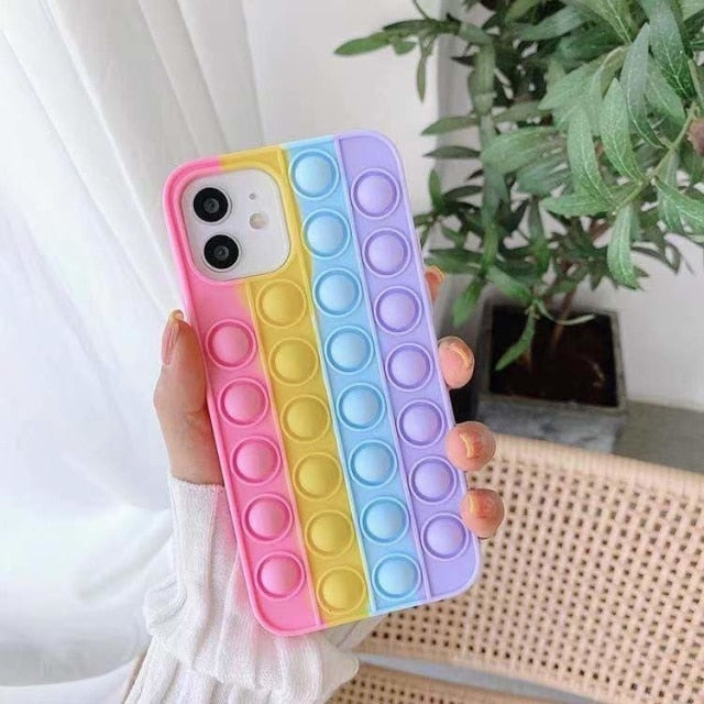 3D Push Rainbow Bubble Playgame Case For iphone 12mini 11 pro max Soft Cute for iphone Xr XS X 8 7 6 plus SE20 Fidget Toys