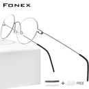 FONEX Screwless Eyewear Prescription Eyeglasses Frame Women Round Myopia Optical Denmark Korean Glasses Frame Men Titanium 98607