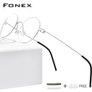 FONEX Screwless Eyewear Prescription Eyeglasses Frame Women Round Myopia Optical Denmark Korean Glasses Frame Men Titanium 98607