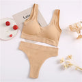 FINETOO Seamless Women Underwear Set Tops Set Panties Women Wireless Lingerie Suit Padded Bras S-XL Backless Bralette Lingeries
