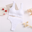 FINETOO Seamless Women Underwear Set Tops Set Panties Women Wireless Lingerie Suit Padded Bras S-XL Backless Bralette Lingeries