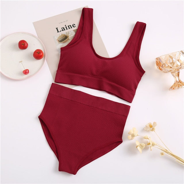 FINETOO Seamless Women Underwear Set Tops Set Panties Women Wireless Lingerie Suit Padded Bras S-XL Backless Bralette Lingeries